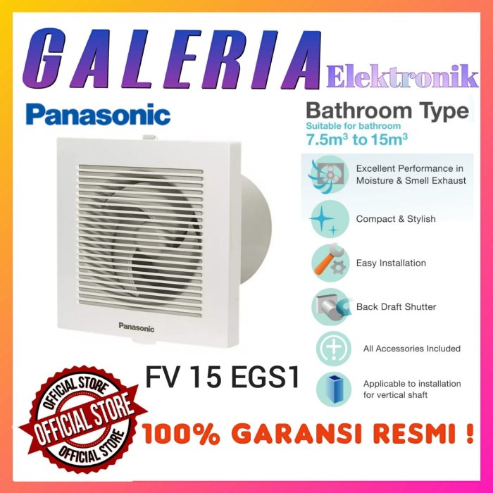 Infan Exhaust Fan Hexos Panasonic Kamar Mandi Fv15Egs Fv 15Egs 15Cm