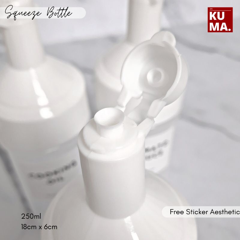 KUMA Botol Saus Aesthetic 250ml Putih Squeeze Bottle Botol Saus Kecap Sambal Minyak Korea Putih