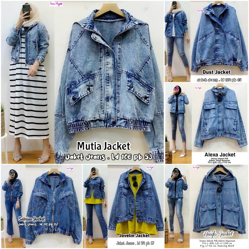 SERBA JACKET JACKET JEANS WANITA BY ANA HIJAB | MUTIA • DUST • ALEXA • UNIQLO • JOVELIN • SABRINA • 