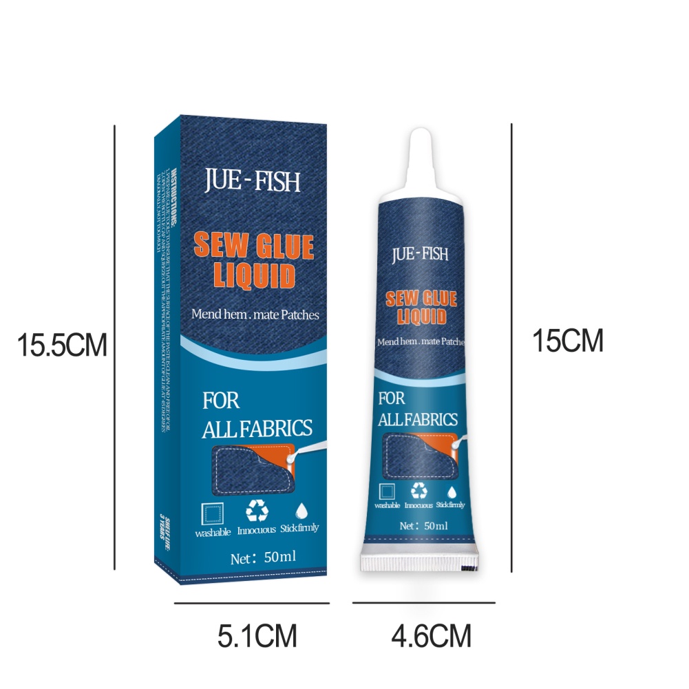 ღ 50Ml Kain Lem Kain Menjahit Perekat Tidak Beracun Kulit Menjahit Lem Kit Aman Cepat Pengeringan Lem Sofa mobil Bantal Pakaian Alat Perbaikan