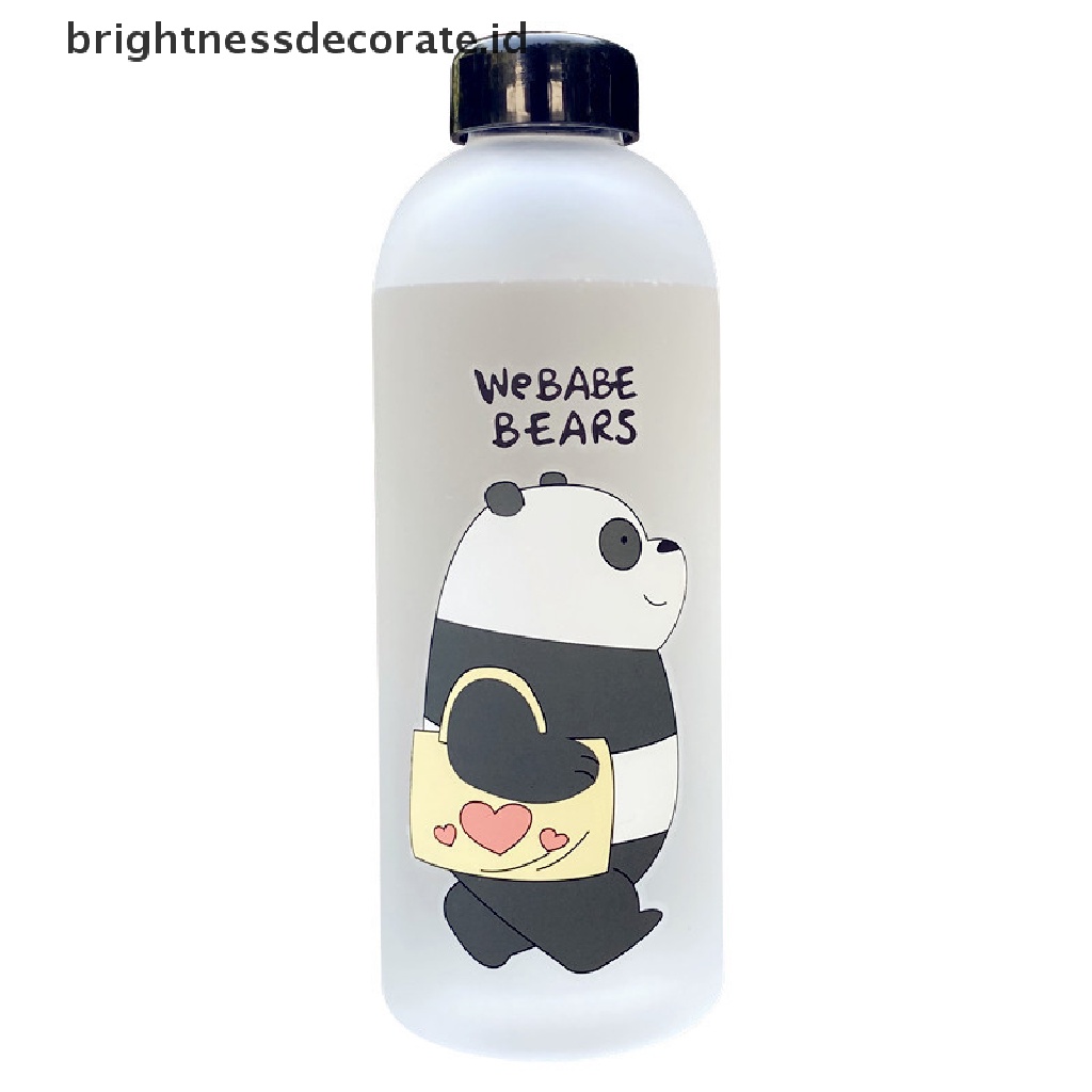 [Birth] 1000ml Gelas Beruang Panda Lucu Plastik Transparan Frosted Kartun Waterbottle [ID]