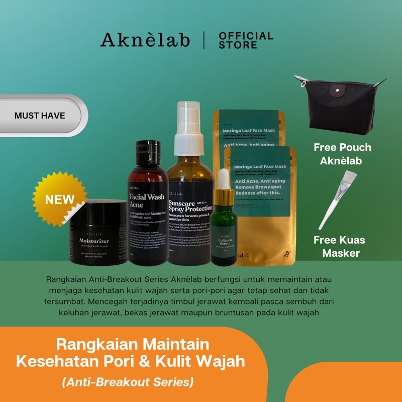 Anti Breakout Series Aknèlab (1 paket) Menjaga kesehatan kulit wajah pasca sembuh dari jerawat dan bruntusan