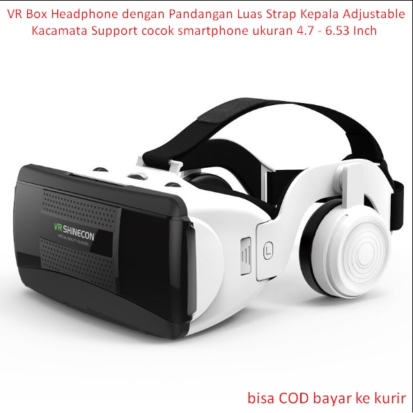 VR Box Headphone dengan Pandangan Luas Strap Kepala Adjustable Kacamata Support cocok smartphone uku