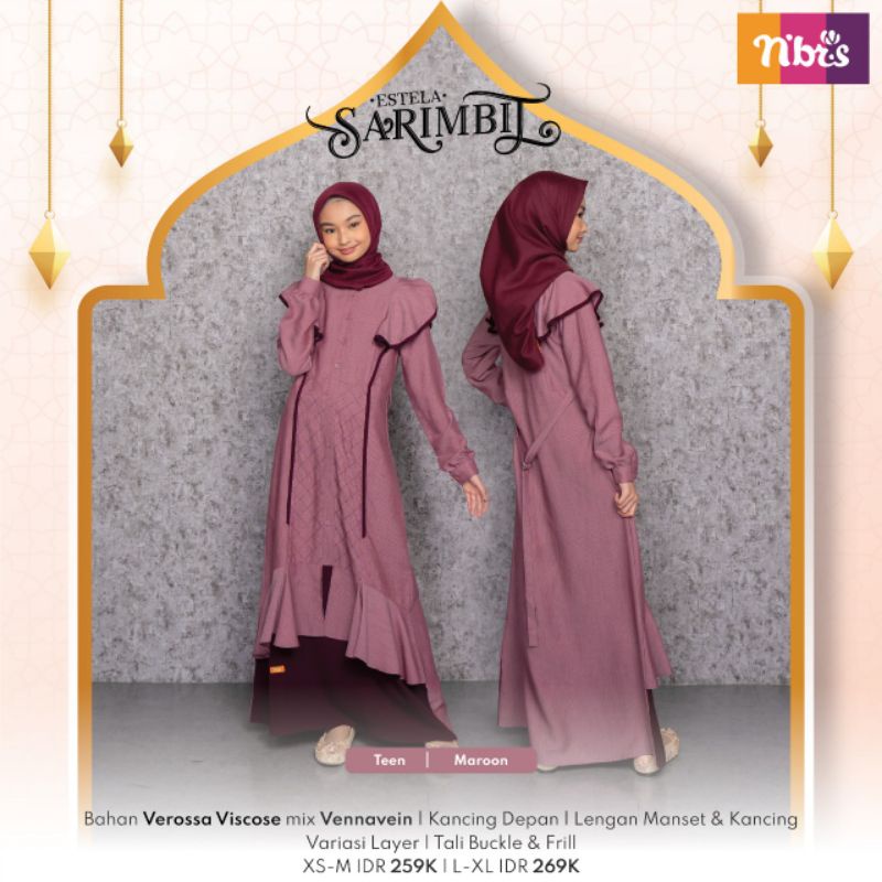 NIBRAS SARIMBIT ESTELA MAROON SET COUPLE KELUARGA