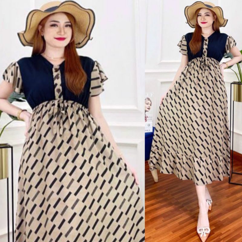 [BISA COD BAYAR DIRUMAH] NEW DRESS SERUT BINTANG ROK SUPER KLOK LEBAR REMPEL