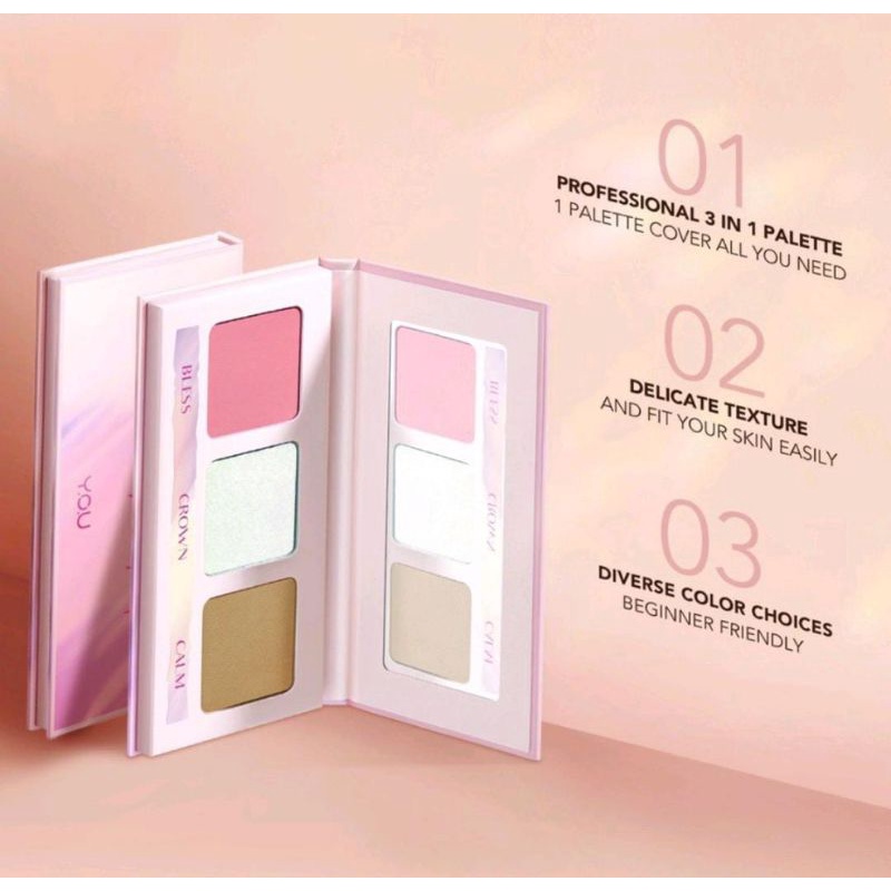 ☘️Yuri Kosmetik☘️ YOU Sparkling Face pallete (blush on,highliter, contour) FREE POUCH