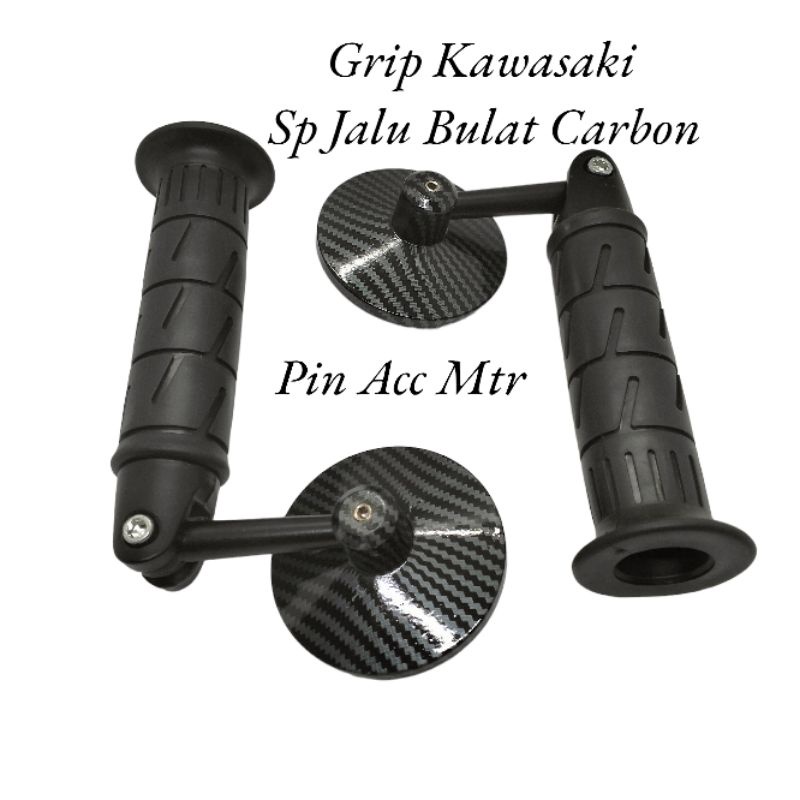 Paket Promo Murah Spion Jalu Bulat Bar end Carbon+Grip Hitam Kawasaki Nmax Aerox Lexy PCX Vario Mio Xeon Genio Scoopy Dill universal motor