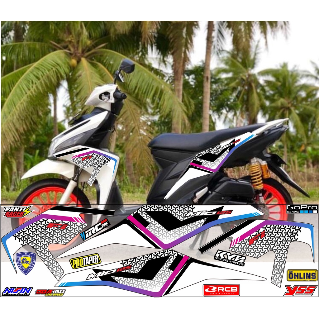 STRIPING/STICKER CUSTOM VARIASI YAMAHA MIO M3/MIO Z VARIASI MOTIF STRIPING STANDART STYLIST PUTIH LI