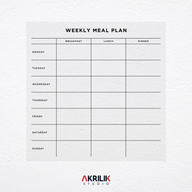 

Weekly Meal Planner Akrilik Jadwal Menu Dapur Acrylic Kitchen Plan