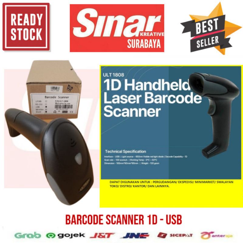BARCODE SCANNER 1D HANDLED ULT 1808 - USB (Scanner Mesin Kasir)