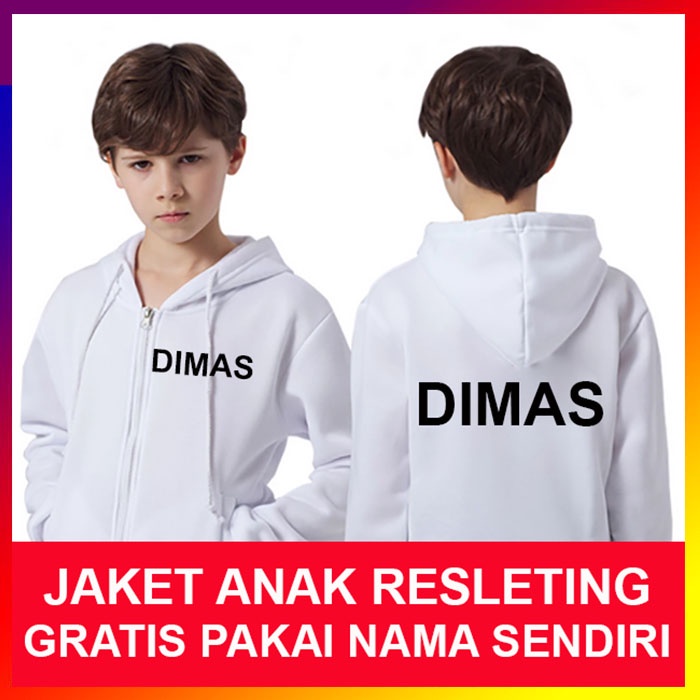 Jaket anak free cetak  bordir nama sendiri jaket resleting hoodie