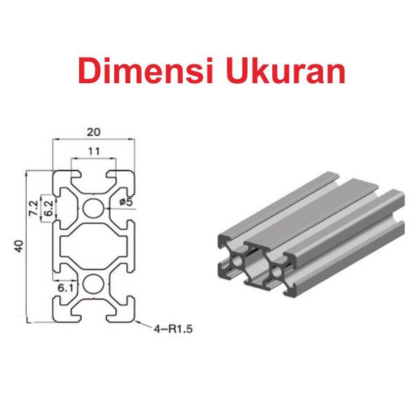 [HAEBOT] Aluminium Profile T Slot 2040 AP2040 Alumunium Profil CNC 1.5 Meter Frame 20x40 Extrusion Mini Kerangka Mekanik Series 20mm x 40mm 3D Printer 150 Cm