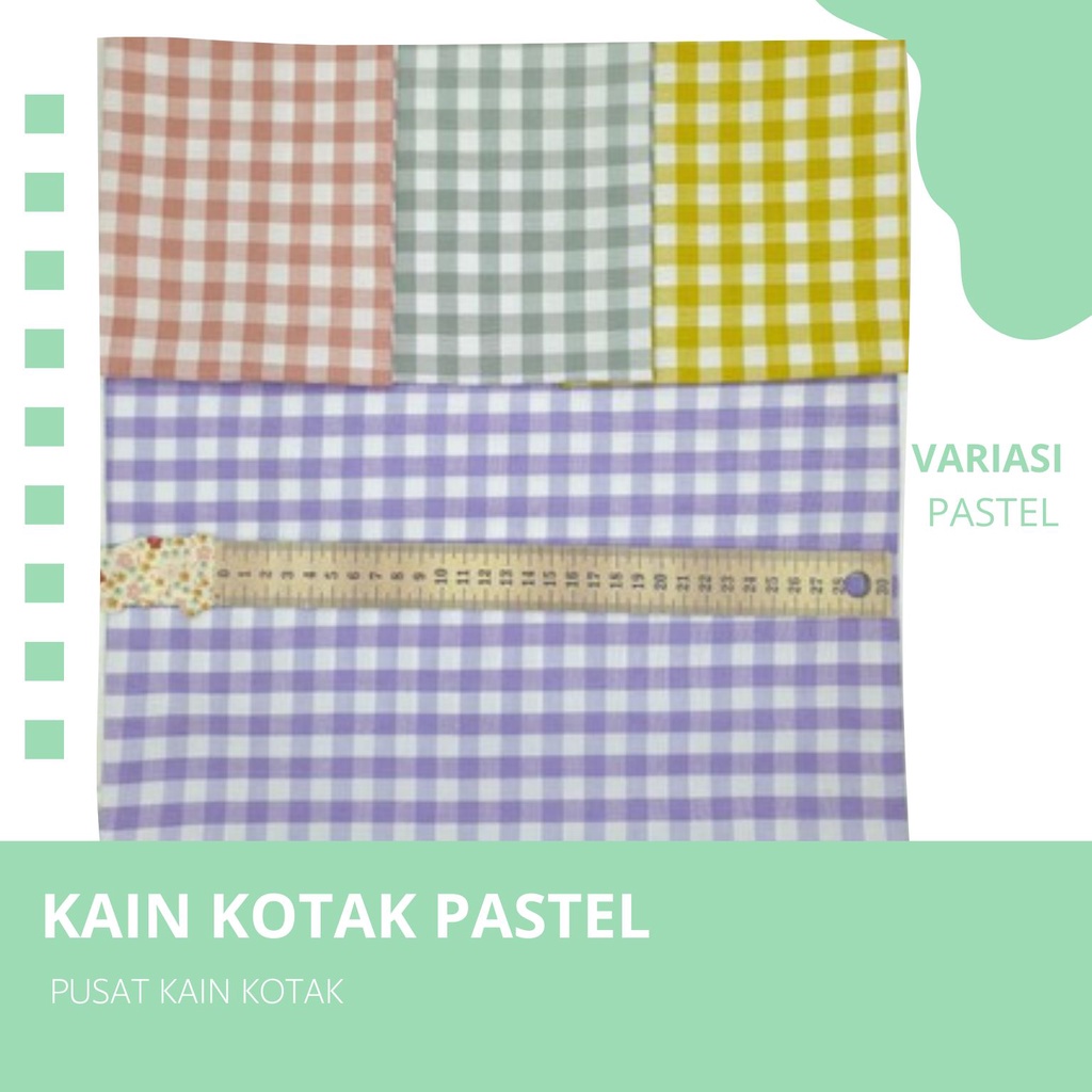 Kain Kotak Kotak Pastel / Kotak 1 cm Kotak Katun Yarndyed Lebar 150cm Per 0.5M / kain kotak kotak/ k