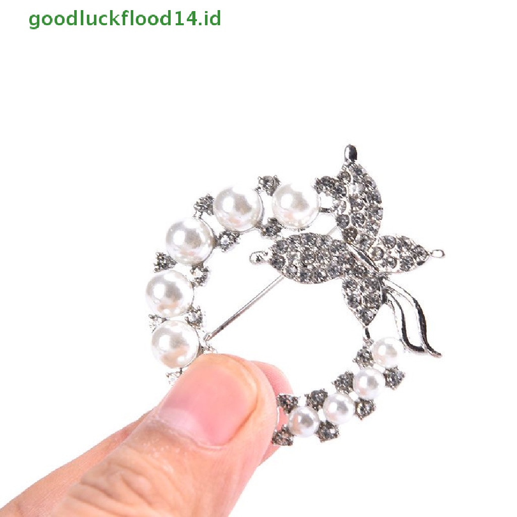 [GOOGFOUR] Bros Lingkaran Mutiara Dan Berlian Imitasi Untuk Baroque Trendy Elegan Butterfly Brooch [TOP]