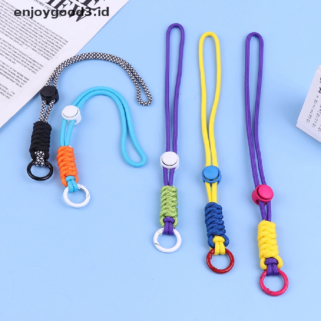 [Rready Stock] Fluorescent Lanyard Phone Case Kabel Gantung Gantungan Kunci Tas Liontin Tali Dikepang (ID)