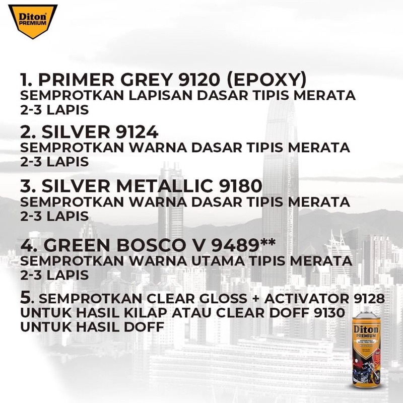 Cat Semprot DITON PREMIUM Vespa Colors Hijau Green Bosco V 9489**