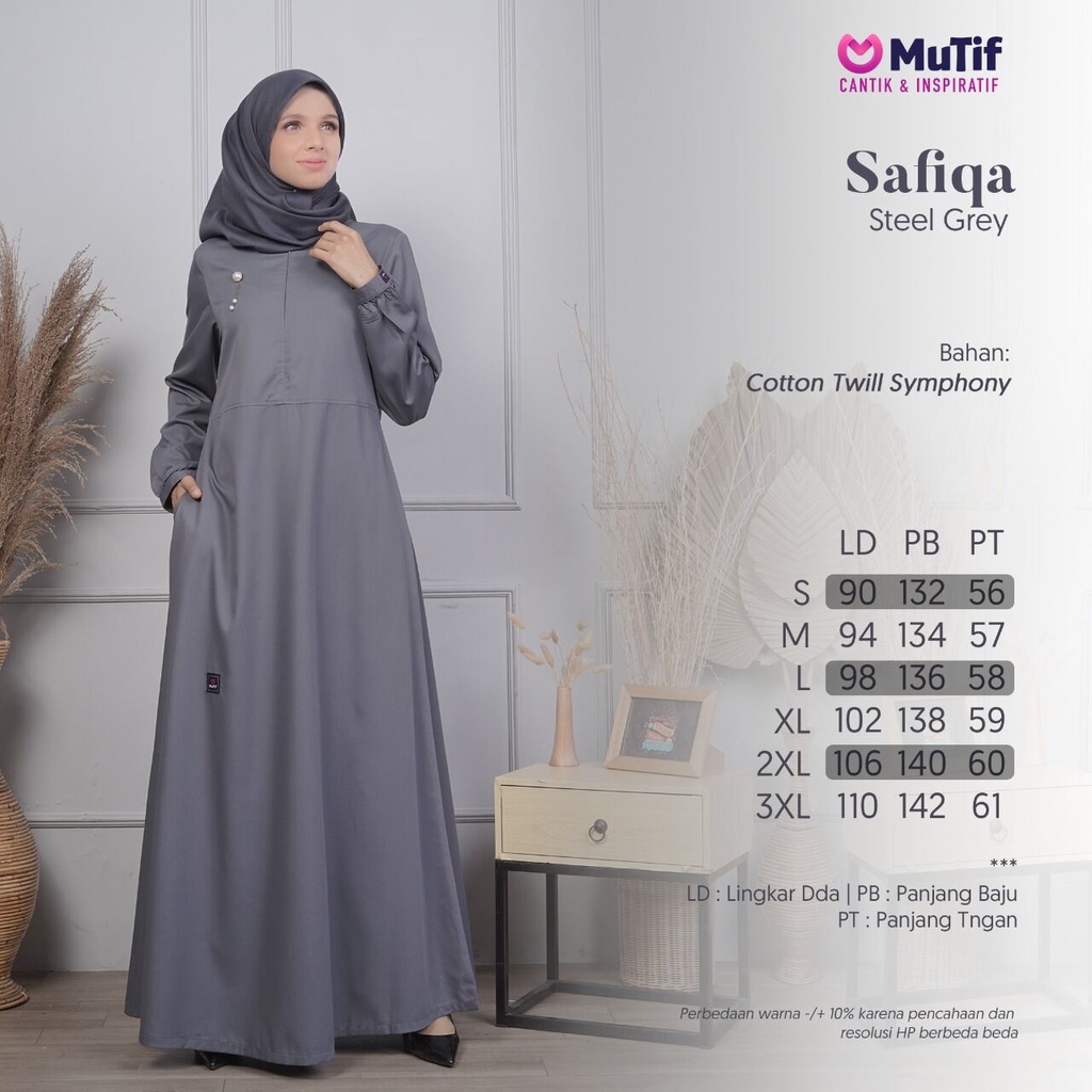 MuTif 100% ORI | Safiqa Steel Grey New | Safiqa Super White | Safiqa Brown Aztec New | Gamis Basic M