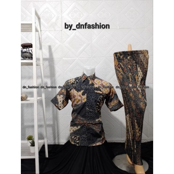 BATIK COUPLE/KEMEJA BATIK COUPLE/BATIK COUPLE LENGAN PENDEK/KEMEJA BATIK/ROK PLISKET/BATIK TERLARIS