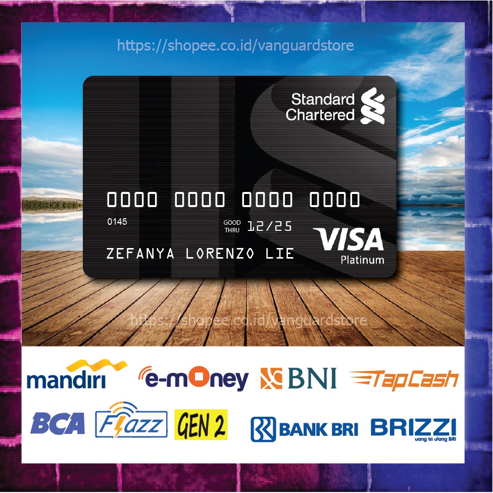 KARTU E MONEY E TOLL KARTU VISA PLATINUM BLACK 2 DEBIT CREDIT EMONEY MANDIRI FLAZZ BCA BNI TAPCASH BRIZZI BRI - 1 SISI