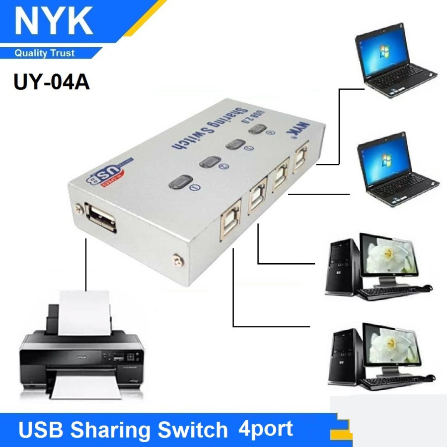 Trend-USB NYK Sharing Switch 2 PORT / 4 PORT USB Auto Data Switch