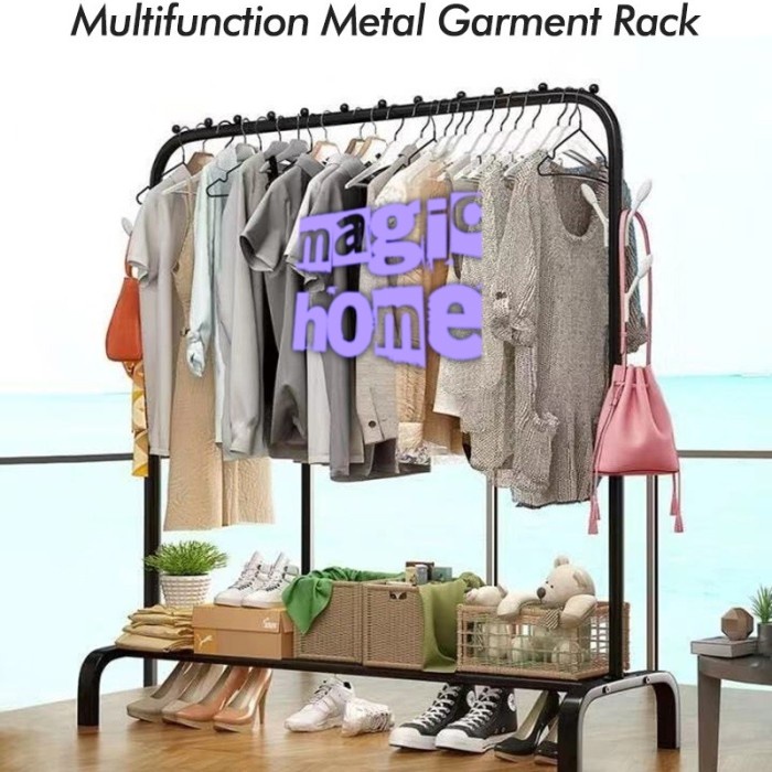 Hanger Windproof Single Standing Hanger Rak Besi Gantungan Baju Gamis Handuk