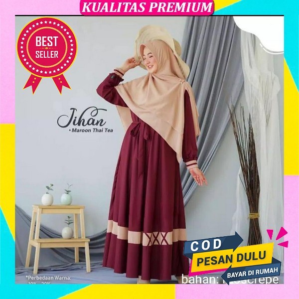 Cod - Andin Dress Maxy 2In1 Gamis Muslim Wanita Busui Polos Basic Ootd Kondangan Premium Matt Cringk