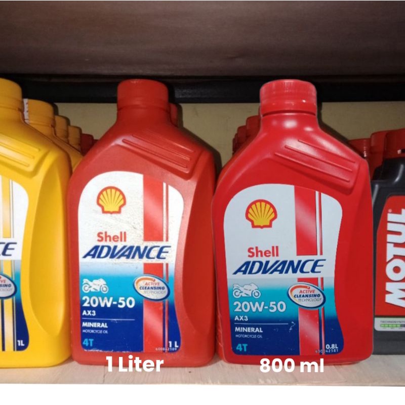 OLI SHELL ADVANCE AX3 20W-50 (800 ML)  (1 LITER) PRODUK DI JAMIN ASLI