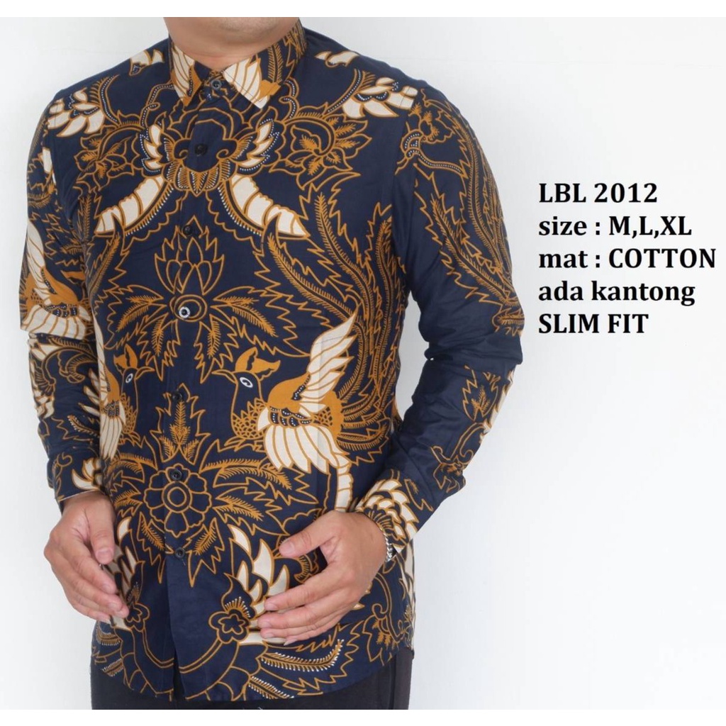 Baju Batik Pria Slimfit Kemeja Lengan Panjang Hem Slim Fit LBL 2012