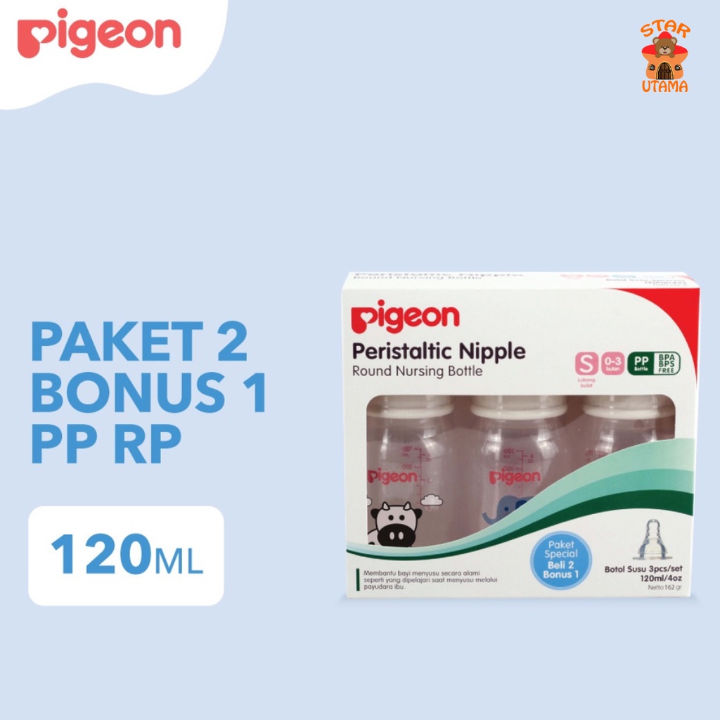 PIGEON Paket PP RP 120Ml | Botol Susu Bayi Paket beli 2 bonus 1