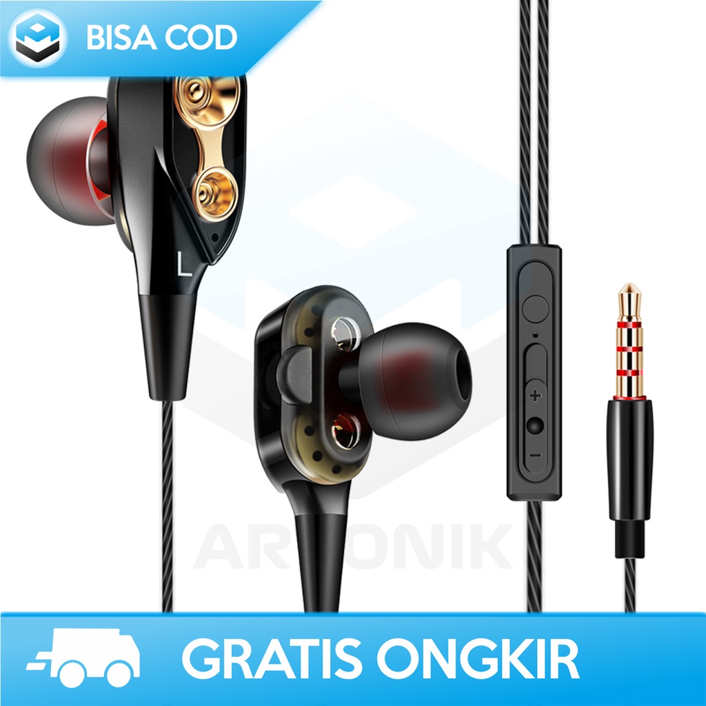 HEADSET SUPER BASS STEREO CK8 EARPHONE DUAL DRIVER HIFI SOUND WITH MIC