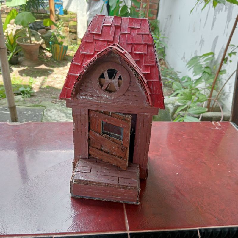 

prakarya kardus rumah kardus lampu hias kardus kerajinan kardus