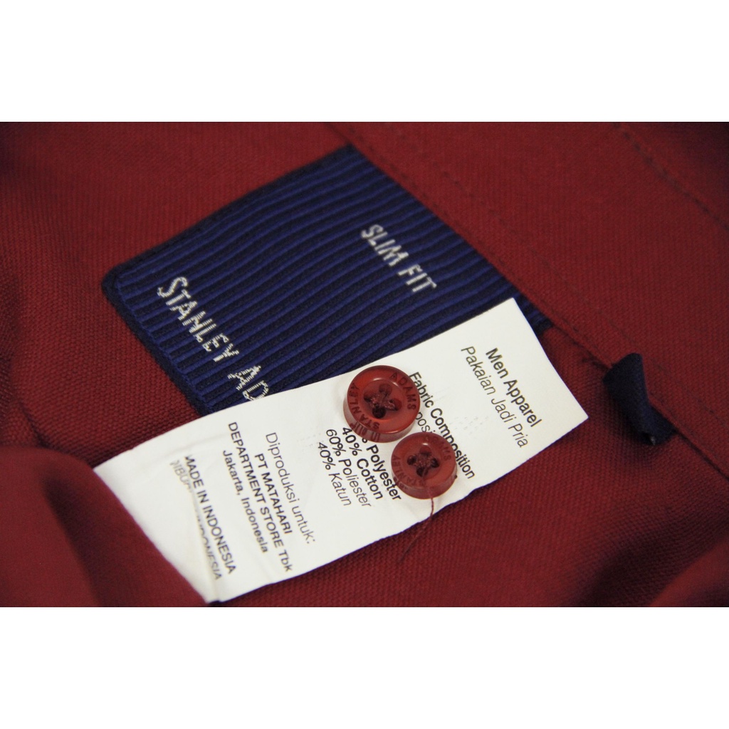 Kemeja Kerja Pria Formal STANLEY ADAMS Slim Fit Lengan Panjang Merah Bata Polos 08 | Pakaian Formal Pria 100% Original Brand Matahari