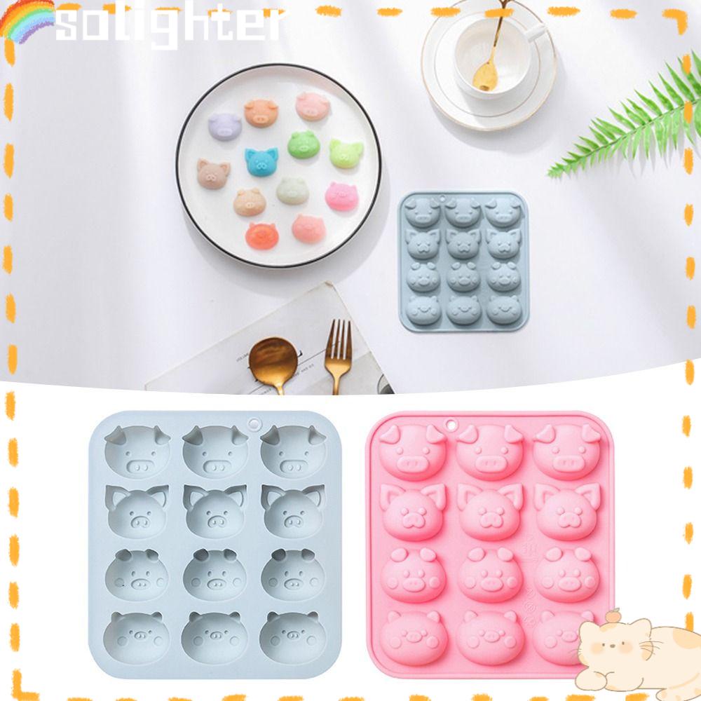 Solighter Pig Silicone Mold DIY Dekorasi Liburan Alat Baking Cetakan Kue Coklat