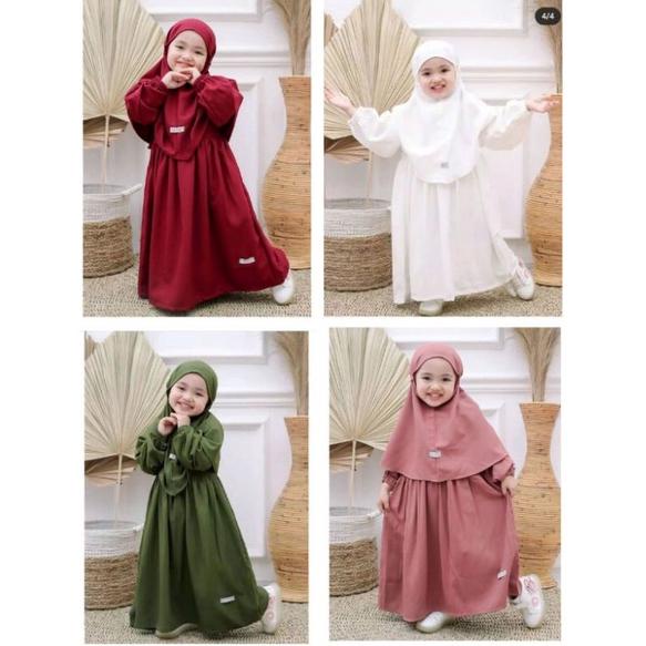 PGE.28Ja23ᴼ– BEST SELLER SET GAMIS ANAK NAIRA SET JILBAB SERIES BASIC POLOS USIA 1-10 TAHUN FREE JIL