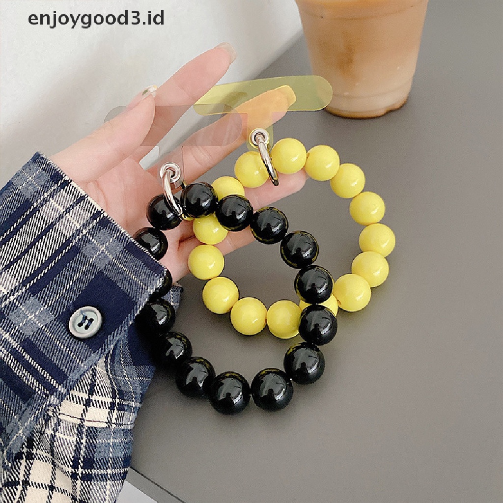 [Rready Stock] Lucu Permen Warna Ponsel Lanyard Akrilik Manik Bulat Rantai Portabel DIY Kasus Ponsel Aksesoris Hias Buatan Tangan Manik-Manik Gelang Tali Pergelangan Tangan Lanyard Telepon (ID)