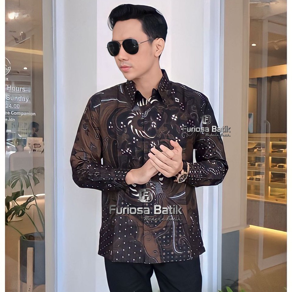 FURIOSA BATIK Lemah Teles Kemeja Batik Pria Modern Lengan Panjang Casual Modis Slim Fit Trendy Masa Kini OL 162