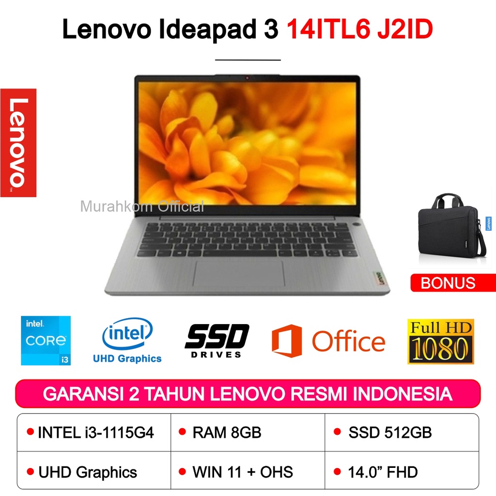 LENOVO IDEAPAD SLIM 3 14ITL6 INTEL i3-1115G4 8GB 512GB SSD 14&quot;FHD WIN11+OHS