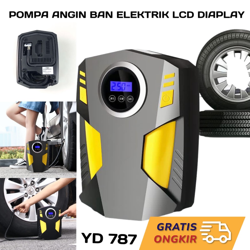 Inflator Pompa Ban Motor Mobil  Elektrik 12V 10A  Serba Guna multifungsi portable / Inflator Pompa Angin Ban Mobil Elektrik LCD Display / kompresor angin mini elektrik / compressor mini / pompa angin mobil / mini compressor angin