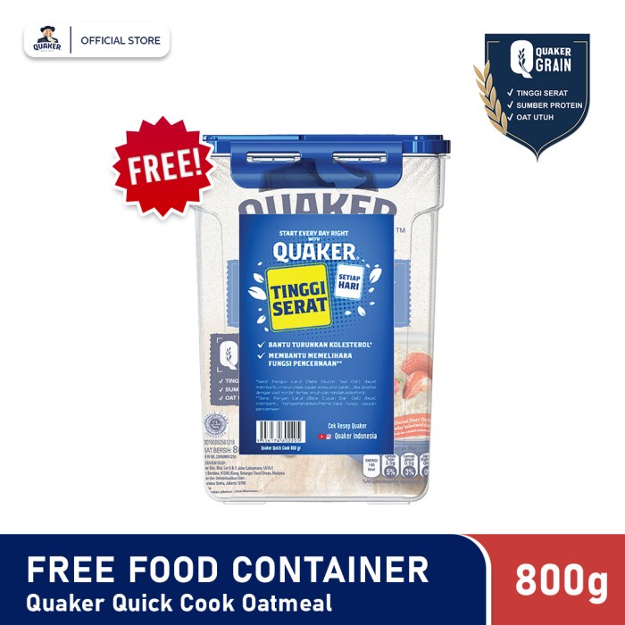 

[BISA COD] Quaker Quick Cook 800g + Free Food Container