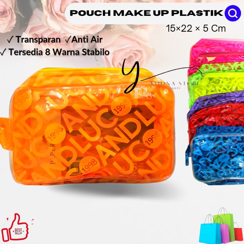 Tas Kosmetik Transparan/ Pouch make up Anti air/ Waterproof