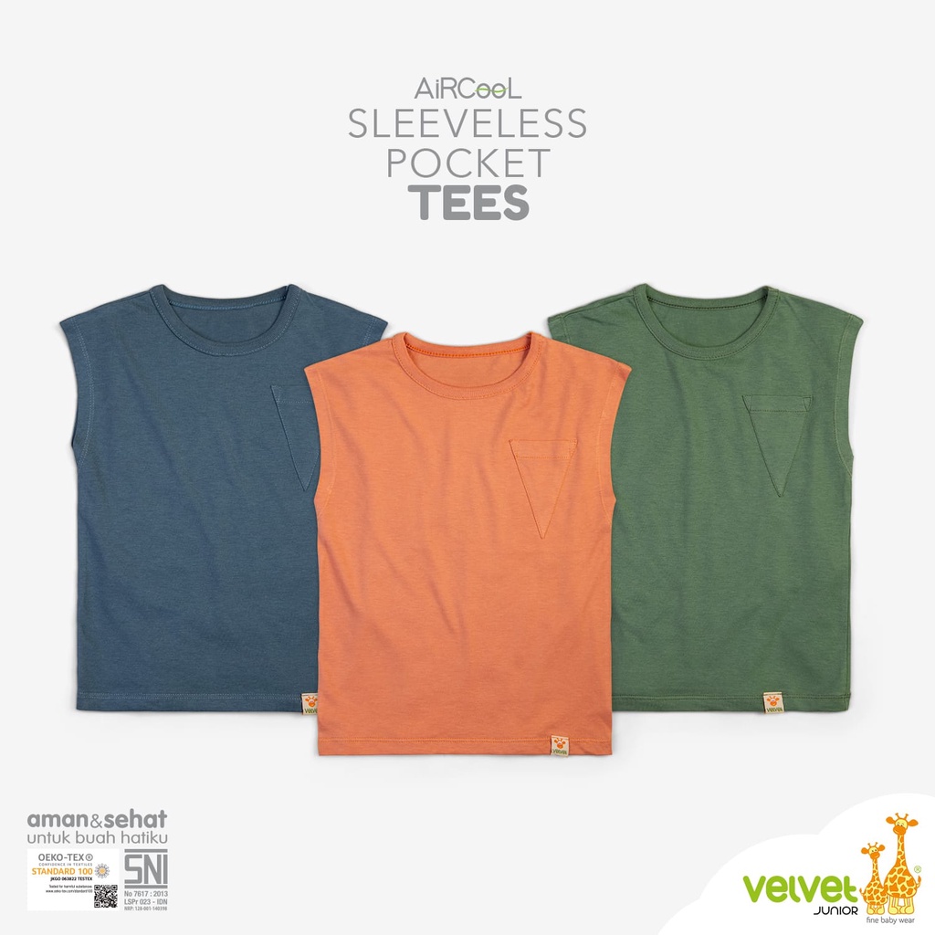 Velvet Junior Kaos Anak Laki-Laki - Sleeveless Pocket Tees - Sun Baked