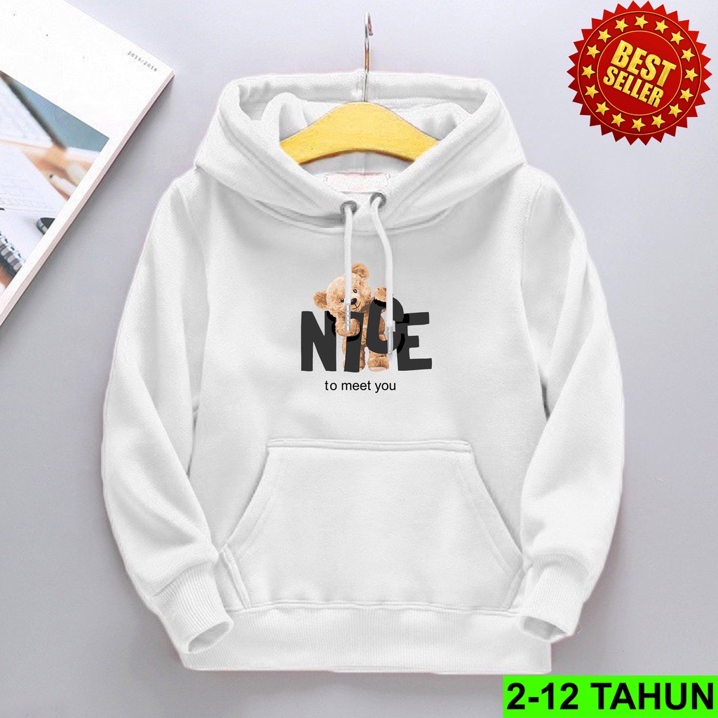 Beruang NICE Jumper Hoodie Anak II Jaket Hoodie Anak Viral II Sweater Hoodie Kids Size M - XL ( Laki Laki &amp; Peremepuan )