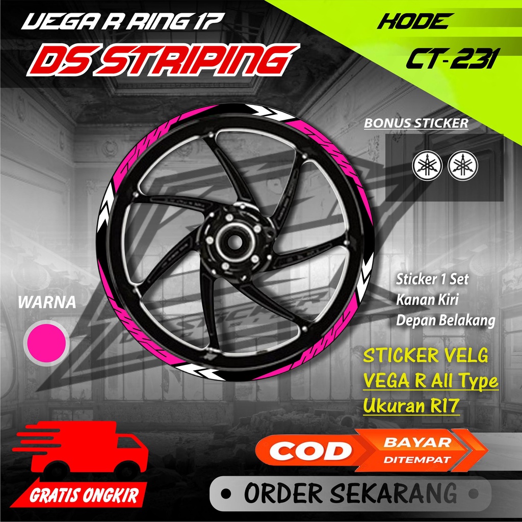 Ct-231 Cutting Stiker pelek Vega Ring 17 sticker Velg motor R17