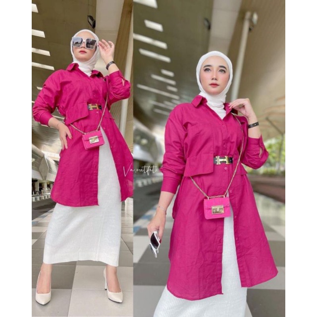 KEMEJA LONG TUNIK WANITA TERLARIS Lengan panjang bahan rayon premium