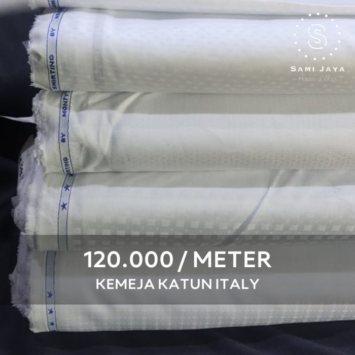 Kain Kain Kemeja Katun Monty'S Warna Putih Motif