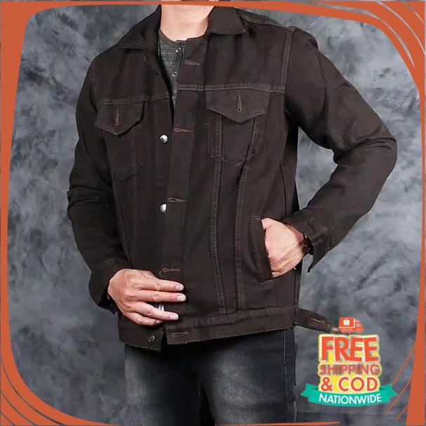 JAKET JEANS NEW BREND DENIM UNISEX/ Grosir (2pcs 1kg) Jaket denim Coklat Tua / Jaket Jeans Coklat Tu