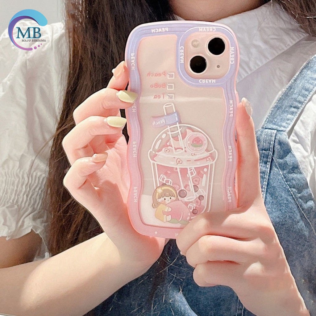 SS132 CASING SOFTCASE PEACH BOBA TEA FOR FOR IPHONE 7 8 7+ 8+ X XS XR MAX 11 12 13 14 PRO MAX MB4235