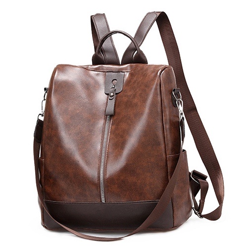 TAS RANSEL WANITA KEKINIAN KOREA KULIT IMPORT BRANDED PREMIUM COKLAT BACKPACK SEKOLAH GENDONG PUNGGUNG RENCENA TA726B7 KULIAH CEWEK REMAJA SIMPLE KERJA MURAH
