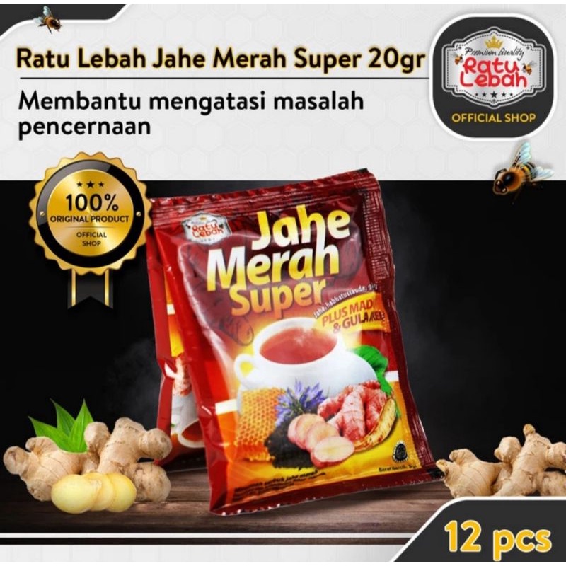 

Jahe Merah Ratu Lebah Plus Madu Dan Gula Aren | Harga 1 Renceng isi 12 Sachet