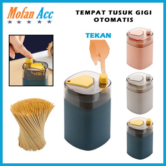 Tempat Tusuk Gigi Otomatis Toothpick Holder Automatic Wadah Peyimpanan Kotak Dispenser Pencet Tombol